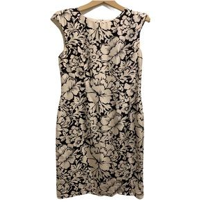 Women’s Sleeveless B&W Floral 100% Silk Dress